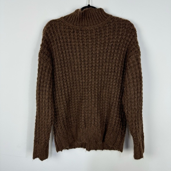American Eagle Brown Chunky Buttoned Sweater Boho Comfy Neutral - Picture 2 of 4